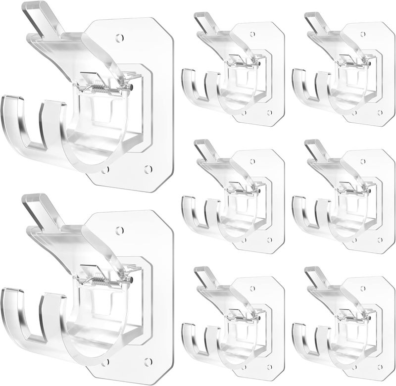 Codoule 8PCS Upgraded No Drill Curtain Rod Brackets - No Drilling, Self Adhesive, Nail Free, Adjustable Curtain Hangers for Poles 0.621.57 Inch - Image 1